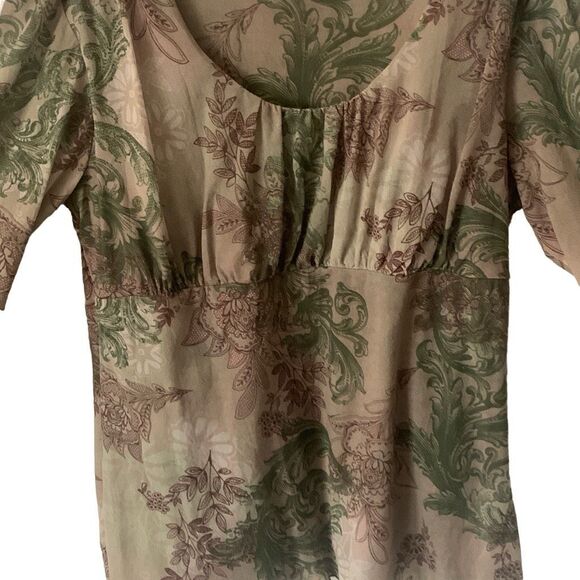 Pre Owned Womens Cha Cha Vente Blouse Green Floral Hippie Vibe Casual - Picture 2 of 10